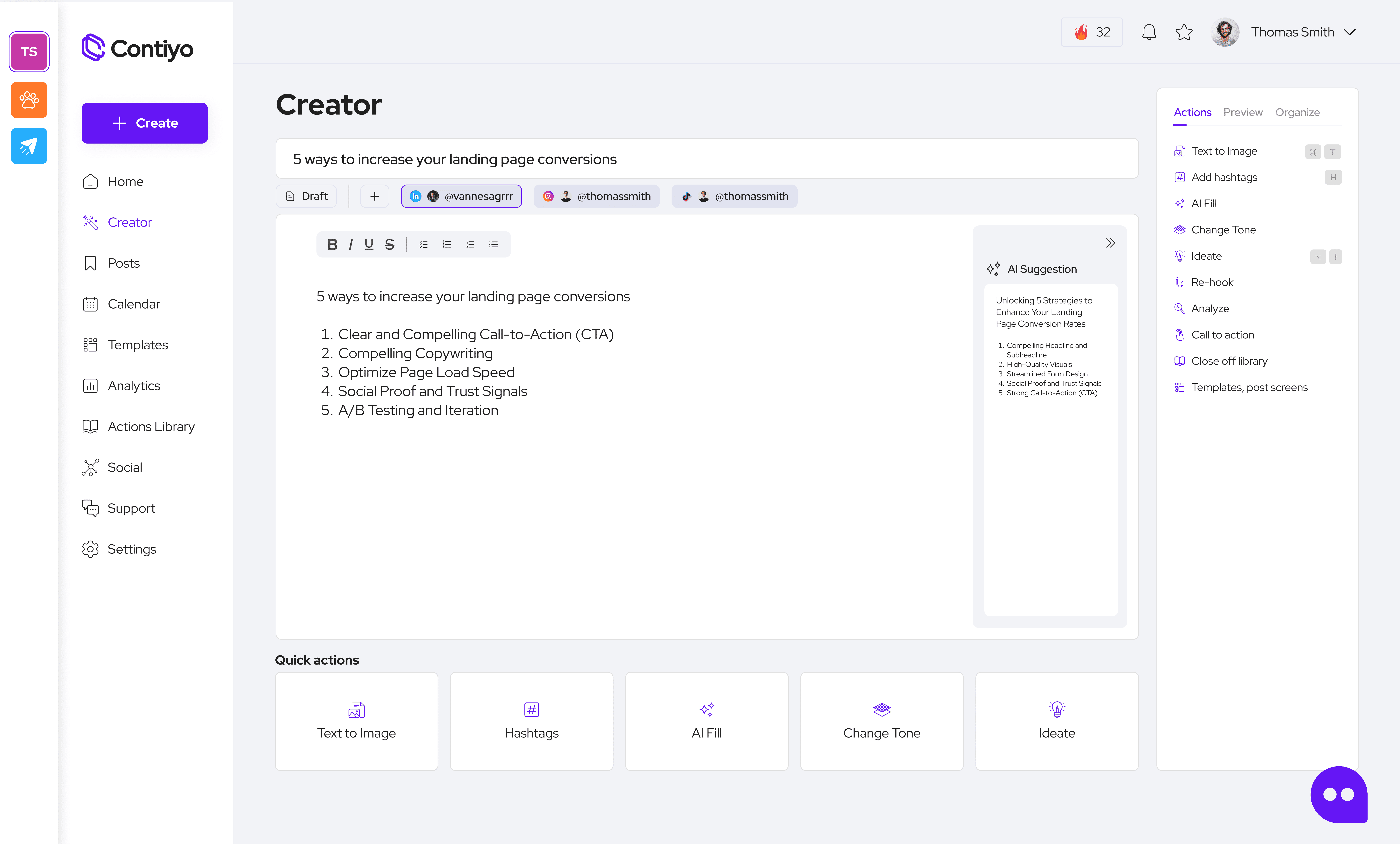 Application creator screen showcase